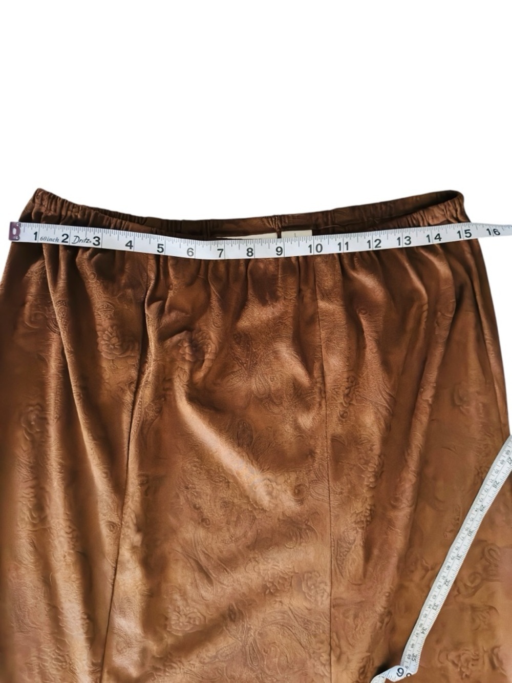 Tantrums Womens L Brown Faux Suede Maxi Skirt Embossed Elastic Waist - Picture 4 of 6